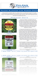 Vulcan Utility Signs - Vulcan's Aluminum Line Marker Signs Spec Sheet